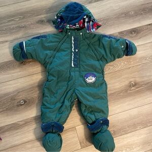 Vintage Green Baby 18M Rocky Mountain Baby Expedition Explorer Hooded Snowsuit